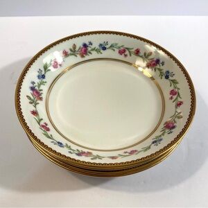 Raynaud Limoges France Country Flowers 4 Coupe Soup Bowls Porcelain China